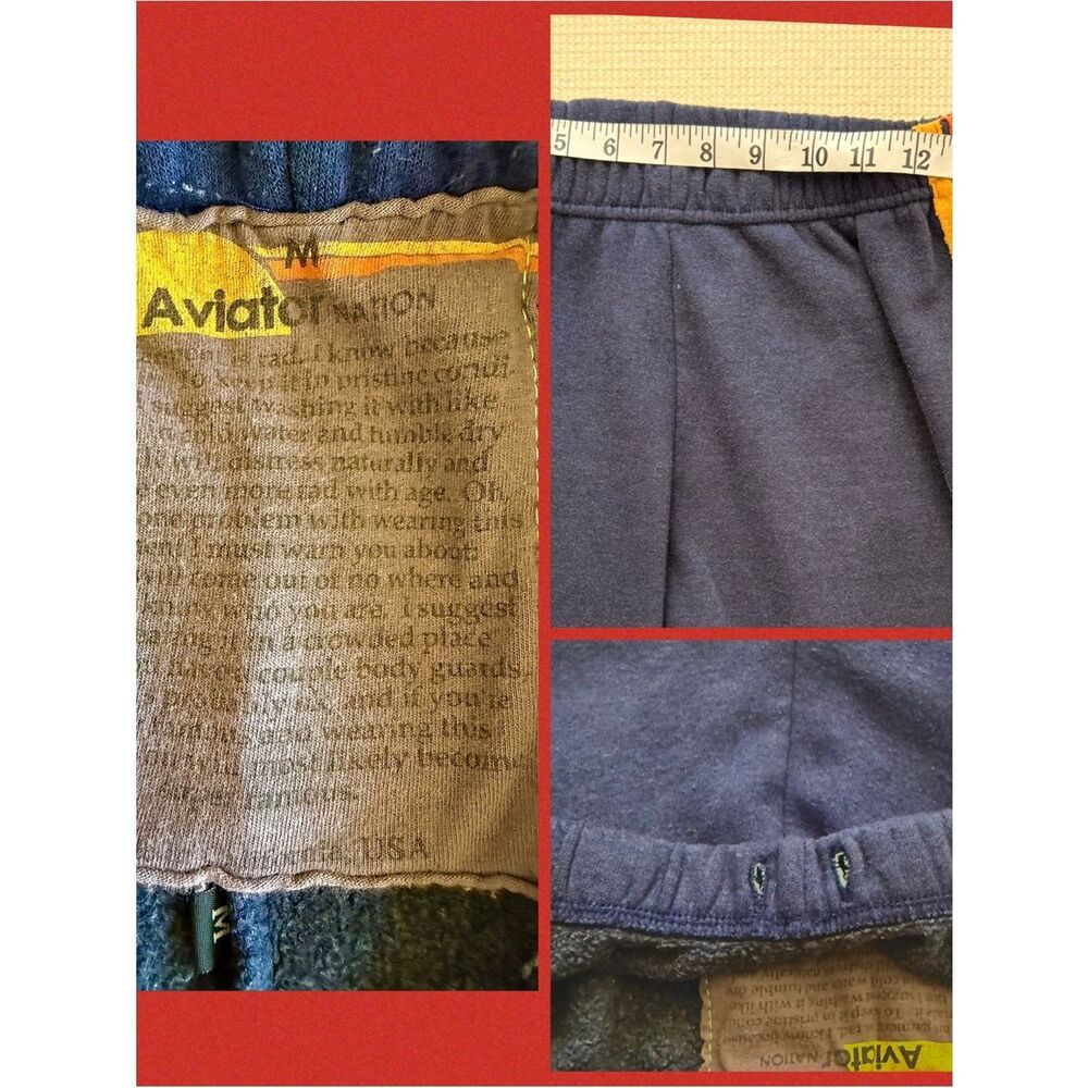 Aviator Nation Five Stripe Rainbow Sweatpants Classic Navy Colorway size Medium - Picture 7 of 15